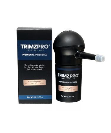 Trimzpro Signature Keratin Hair Fibres 14g - 10 Shades | Instant Thickening & Concealing Powder | Lock-In Tech for Natural Look & Durability | Hair Volumizer for Men & Women MEDIUM BLONDE