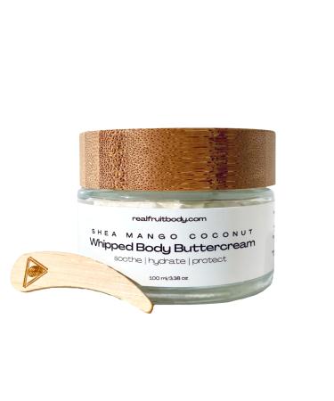 Real Fruit Body Shea Mango Coconut Whipped Body Buttercream - 100% Pure & Natural Cold-Pressed Leaping Bunny Certified Cruelty-Free Organic and Vegan - 3.38 Ounce | 100 ml 3.38 Ounce (Pack of 1)