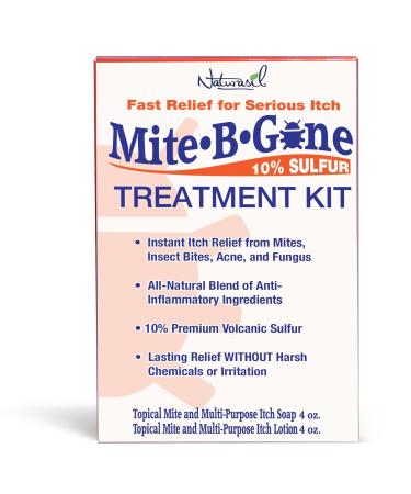 Mite-B-Gone Treatment Kit | Fast and Effective Itch Relief with an All-Natural Blend of Anti-Inflammatory Ingredients (4 oz. Lotion and (1) 4 oz. Soap Bar) 2pc Set (Lotion & Soap)