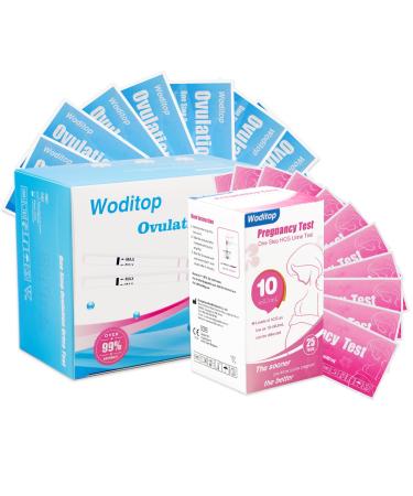 Pregnancy Test Ovulation Test Strips 25 Pregnancy Strips 10 MIU/ml Early Detection Pregnancy Tests and 50 LH Tests Combo Fertility Kit