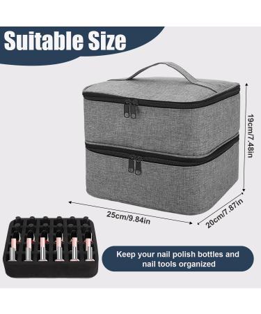 Movstriker Nail Polish Organiser Bag Double Layer Nail Varnish Storage Holds 30 Bottles and A Nail Lamp Traveling Nail Polish Storage Case Portable Nail Lipstick Beauty Tools Box(Grey) - Buy Online on GoSupps.com