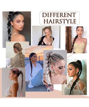 BARSDAR 66cm Braided Ponytail Extension - Natural Soft Synthetic Hair Black Ombre Pink - DIY Hair Accessories for Women - Buy Online on GoSupps.com