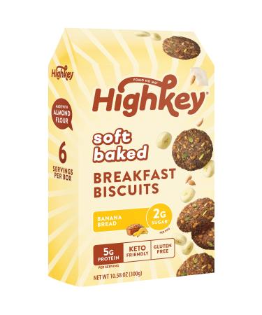 HighKey Soft Baked Breakfast Biscuits - Banana Keto Snacks, 6 Pack of Gluten Free Low Carb Energy Bars for Adults & Kids, Ketogenic, Paleo & Diabetic Diet Friendly Foods, Individually Wrapped Snack