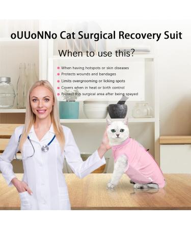 Ouuonno Cat Wound Recovery Suit - Pink L | Abdominal Surgery Pajama & E-Collar Alternative for Skin Diseases - Buy Online on GoSupps.com