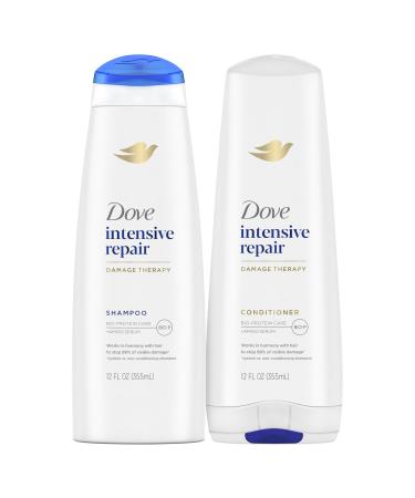 Dove Strengthening Shampoo and Conditioner Intensive Repair 2 Count for Damaged Hair Dry Hair Shampoo and Deep Conditioner Fromulas with Keratin Actives 12 oz