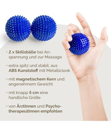 2x DBT Skills Hedgehog Ball - Magnetic High Stress Acupressure Ball for Stress Relief Massage & Enhanced Mobility - Blue Matt 47mm - Buy Online on GoSupps.com