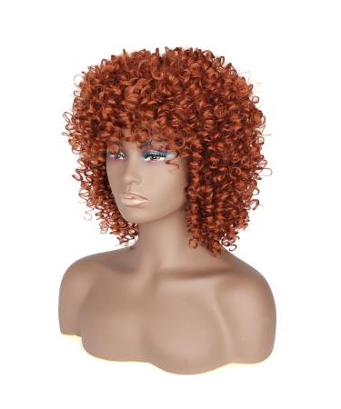Porsmeer Curly Afro Power Copper Red Bob Wig - 14 Inch Shoulder Length Kinky Curly Volume for Black Women - Buy Online on GoSupps.com