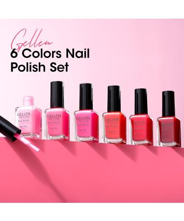 Gellen Nail Polish Set - 6 Wine Red Burgundy Hot Pink Color Gel Nail Polish Quick Dry Nail Polish Air Dry Nail Polish Nail Art Designs DIY Home Gel Manicure Set Love Galore - Buy Online on GoSupps.com