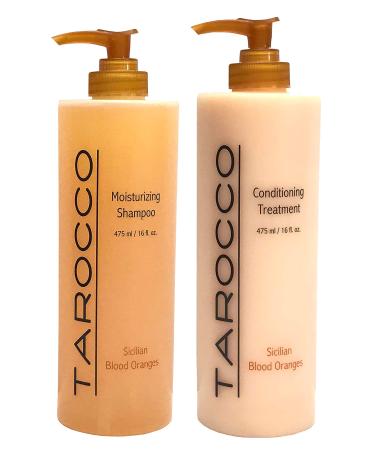 Baronessa Cali Tarocco Hair Care Set: Sicilian Blood Oranges Shampoo and Conditioner - Clean Shiny Manageable Hair - 16 Ounce