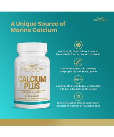 FREZZOR Calcium Plus 90 Capsules - New Zealand Raw Calcium Supplement for Bone Health & Cardio Support - Buy Online on GoSupps.com