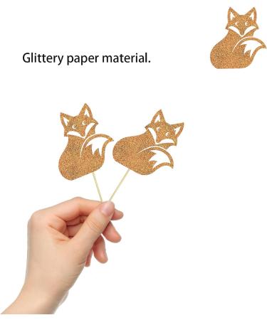 Set of 24 Glitter Fox Cupcake Toppers Animal Themed Baby Shower Dessert Decor Birthday Party Decorations Supplies - Buy Online on GoSupps.com