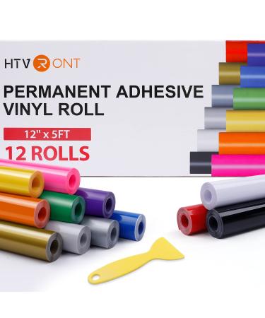HTVRONT Permanent Vinyl for Cricut-12 Pack 12 Inch by 5 Feet Permanent Vinyl Rolls Adhesive Vinyl for Cricut Silhouette Cameo Cutters Signs Scrapbooking Craft Die Cutters - Buy Online on GoSupps.com
