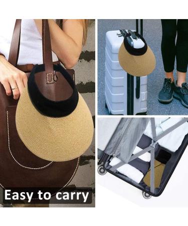 Women's Foldable Straw Sun Visor Hat - Wide Brim Beach Cap for Summer UV Protection in Korean Style - Khaki - Buy Online on GoSupps.com