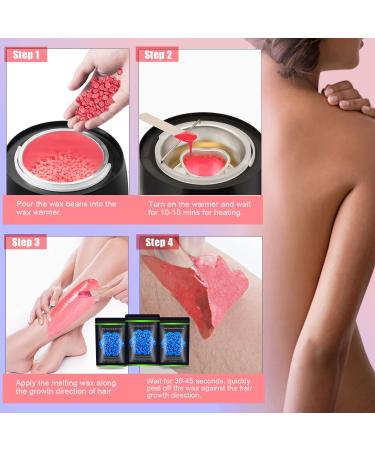 Wax Beads for Hair Removal - Auperwel Hard Wax Beans for Brazilian, Face & Legs - Painless Waxing, 10.5oz, 3 Packs, Chamomile - Buy Online on GoSupps.com