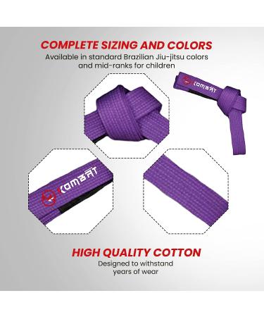 KOMBAT Jiu Jitsu BJJ Premium Purple Belt with Sleeve Bar | Durable & IBJJF Approved for Ranking Stripes - Buy Online on GoSupps.com
