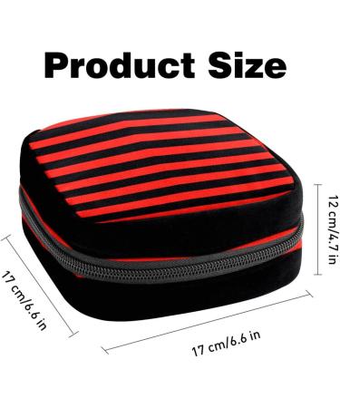 Storage Bags for Women's Bandages & Tampons | Large Zipper Stripes in Black & Red Ideal for Periods & Organization - Buy Online on GoSupps.com
