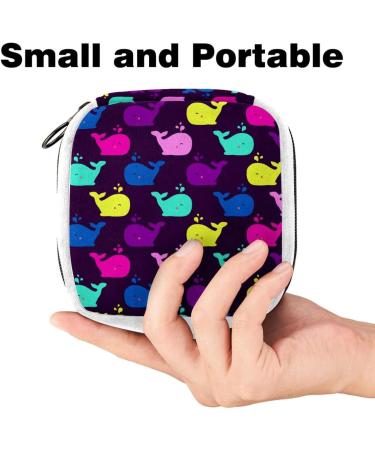 Colorful Whale Background Sanitary Napkin Storage Bag - Period Tampon Makeup Pad Pouch Color2775 - Buy Online on GoSupps.com
