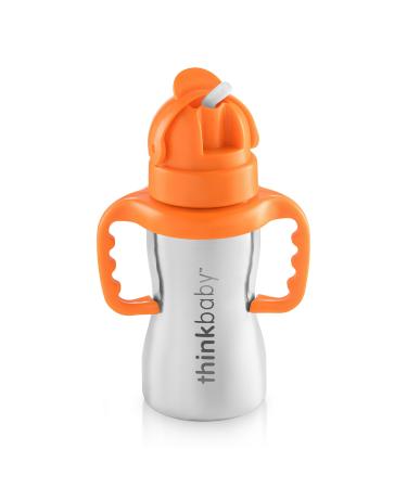 Thinkbaby Stainless Steel Thinkster Bottle, Orange (9 ounce) Silver 1 Count (Pack of 1)