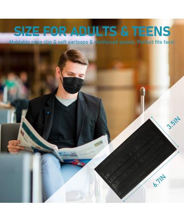 50 PCS Black Disposable Face Masks for Adults - Individually Wrapped Breathable & Comfortable - 50 Count Pack - Buy Online on GoSupps.com