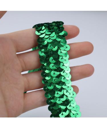 Green Elastic Sequin Ribbon Trim - 10 Yards, 1 Inch - Stretch Fabric Sewing Trim for Dance Dress and Headband Embellishment - Buy Online on GoSupps.com