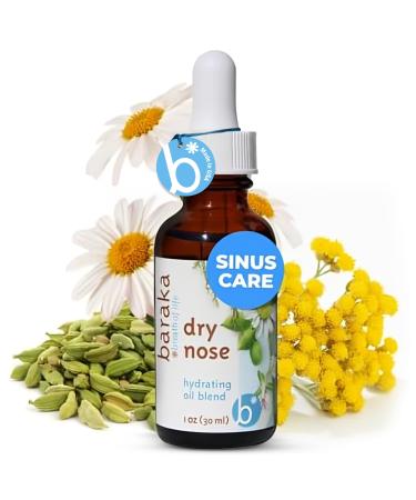 Baraka Dry Nose Nasal Oil Hydrating Nose Moisturizer for Dry Nasal Passages Organic Essential Oils (Cardamom Everlast German & Roman Chamomile) in Sesame Oil Base 1-Pack (1-oz Dropper Bottle) Single