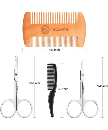 4-Piece Beard Shear Set & Mustache Scissors Kit for Men | Bart Kamm Grooming Tools with Storage Bag Style 2 - Buy Online on GoSupps.com