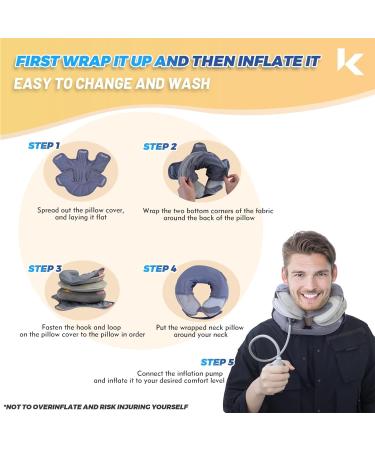 Inflatable Neck Stretcher Cervical Traction Device with Removable Air Pump - Neck Pain Relief Brace for Home & Travel (with Pillow Cover) - Buy Online on GoSupps.com