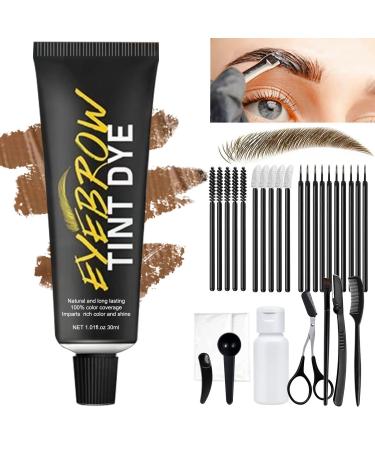 Instant Eyebrow Color, Natural Semi Permanent Eyebrow Tinting Kit for 4-6 Week Long-lasting, Light Brown