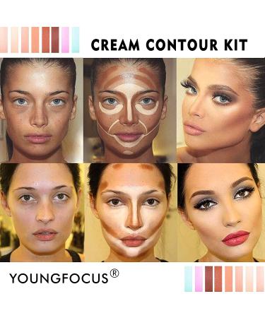 YOUNGFOCUS Professional Makeup Highlight & Contour Pro Palette - Vegan Creme Contour Kit for Light & Dark Skin | Perfect Gift Idea - Buy Online on GoSupps.com