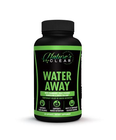 Nature's Clear Water Away Pills, Blend of Dandelion, Potassium, Green Tea, Apple Cider, Diuretic, Relieve Water Retention, Reduce Bloating, Support Fluid Balance, 60 Capsules