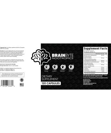 BrainByte Nootropics All-in-One Nootropic Supplement for Men & Women | Caffeine-Free Focus with L-Theanine & Phosphatidylserine (120 Count) - Buy Online on GoSupps.com