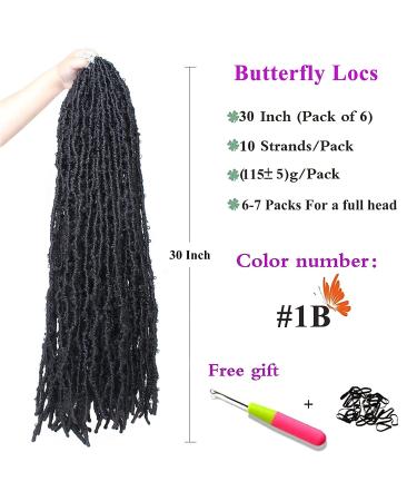 30 Inch Butterfly Locs Crochet Hair 6Packs | Pre-Twisted Long Distressed Goddess Faux Locs | Pre-Looped Soft Synthetic Hair Extensions | 1B# Color - Buy Online on GoSupps.com