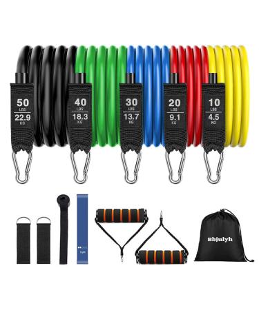 Resistance Bands Set Fitness Exercise Cords Pull Rope Stretch Resistance Bands Elastic Workout Stackable Up to 150 Ibs Men and Women Exercise Bands with Door Anchor Home Outdoor Workouts
