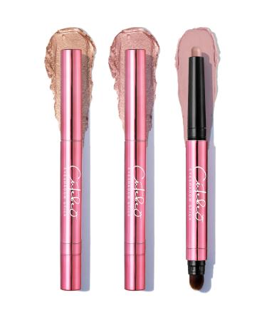 CUTEBEY Eyeshadow Stick 3PCS Eyeshadow Stick Set with Cream Formula Glide on Smoothly and Easy to Blend  Waterproof & Smudge-proof & Crease-proof Ensure the Long-lasting Eye Makeup Lemonade 3PCS