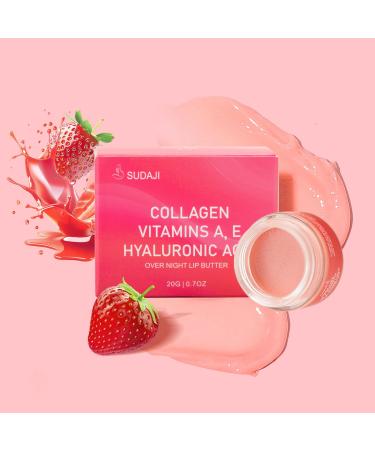 Lip Mask Collagen Hydrating Lip Balm Overnight Moisture Lip Butter with Hyaluronic Acid & Aloe Vera Sleeping Nourishing Lip Butter Balm