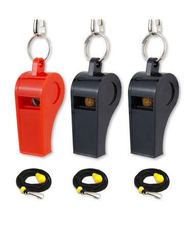 AMBITIONJUMP Whistle, Plastic Whistles with Lanyard, Sports Whistle for Coaches, Referees, Lifeguards, Teacheres, Emergency 3 Pack
