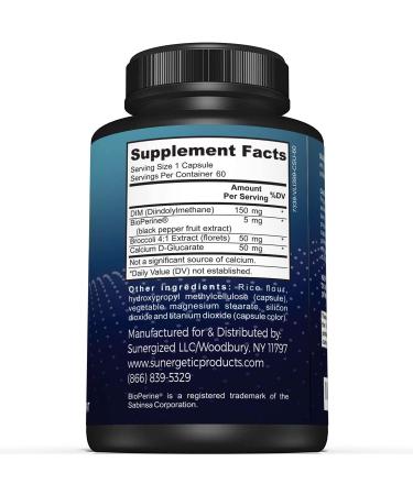 Premium DIM Supplement with 150mg DIM, Broccoli, Calcium D-Glucarate & Bioperine - Menopause Support & Balance - 60 Capsules - Buy Online on GoSupps.com