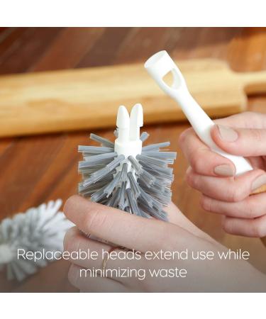 Full Circle Clean Reach Bottle Brush with Replaceable Bristle Brush Head  Bamboo Handle  White Gray - Buy Online on GoSupps.com