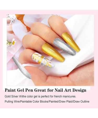 Yueshop Art Liner Gel Nail Polishes Set - 4x8ml Black Gold Silver White Collection - Drawing UV LED Gel Liner Polish Pen - Manicure Art Salon - Buy Online on GoSupps.com