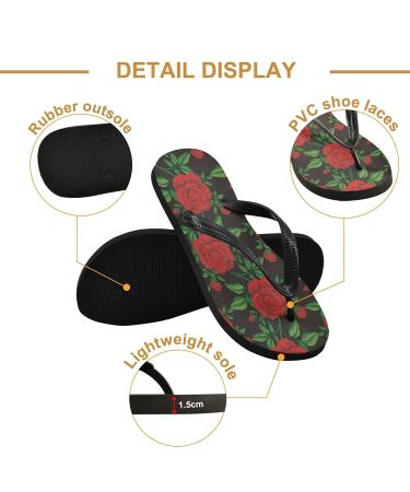 Mnsruu Green Rose Leaves Flip Flops | Stylish Home Hotel & Spa Footwear for Women & Men - Perfect for Travel - Buy Online on GoSupps.com