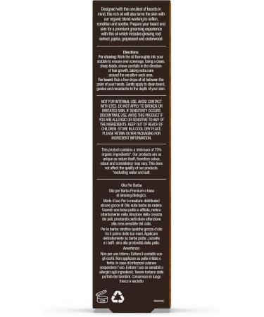 Dr Organic Ginseng Beard Oil Soften Condition Soothe Natural Vegan Cruelty-Free Paraben & SLS-Free Organic 50ml - Buy Online on GoSupps.com