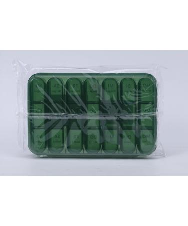 7-Day Tablet Box with 21 Compartments - German Pill Organizer for AM/PM - Olive Green Medication Box - Buy Online on GoSupps.com