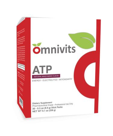 ATP Natural Mixed Berry | Energy Electrolytes Antioxidants Drink | with Purenergy Blend Quatrefolic Methylcobalamin Vitamins Trace Minerals 30 Stick Pack (8.6g)