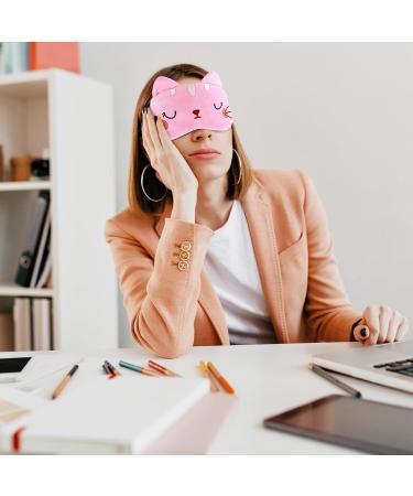 Buy WLLHYF Cute Cartoon Cat Sleeping Eye Mask - Soft Plush Blindfold for Travel & Napping - Funny Novelty Eye Shade for Adults & Kids (Pink - Buy Online on GoSupps.com