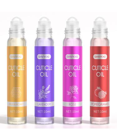 SHVYOG Cuticle Oil  Cuticle Oil for Nails  Nail Oil Treatment for Damaged Nails  Cuticle Oil Pen Nail Strengthener Hydrating Oil for Cuticle Care- Milk & Honey  Pomegranate  Rose  Lavender (4 * 10ml) - Buy Online on GoSupps.com