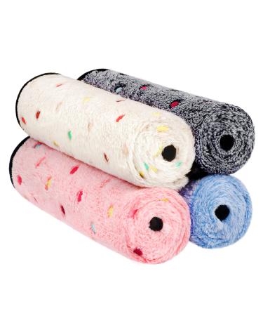 URATOT Pedgot 4 Pieces Dot Print Pet Blanket Fluffy Durable Dog Blanket Soft Pet Throw Bed Cover for Pets 24 x 16 Inches Blue,pink,dark Grey,beige
