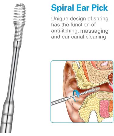 8 Pcs Ear Pick Earwax Removal Kit - Spring Ear Cleansing Tool Set with Portable Storage Pouch - Buy Online on GoSupps.com