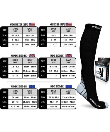 Physix Gear Sport Compression Socks - 20-30 mmhg, Athletic Fit, Black/Grey - Large-X-Large (1 Pair) - Buy Online on GoSupps.com
