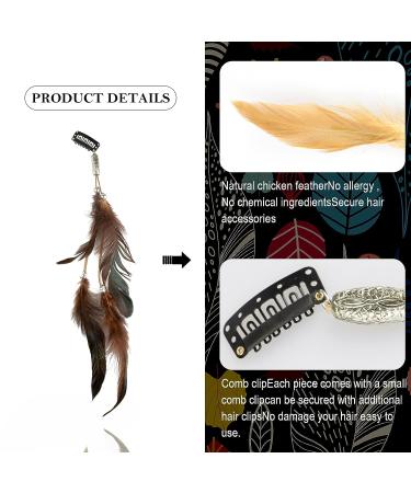 Icyang Halloween Women Feather Hair Clips - Handmade Boho Hippie Hair Extensions (6 Pieces) - DIY Hair Accessories for Christmas Decoration - Buy Online on GoSupps.com