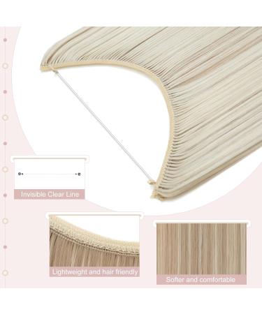 SEGOHAIR Invisible Wire Hair Extensions One Piece Hair Extensions Synthetic Hair Extension 20 inch Long Straight No Clip in Hairpieces Hair Pieces for Women-Sandy Blonde mix Bleach Blonde 20inch T394 - Buy Online on GoSupps.com